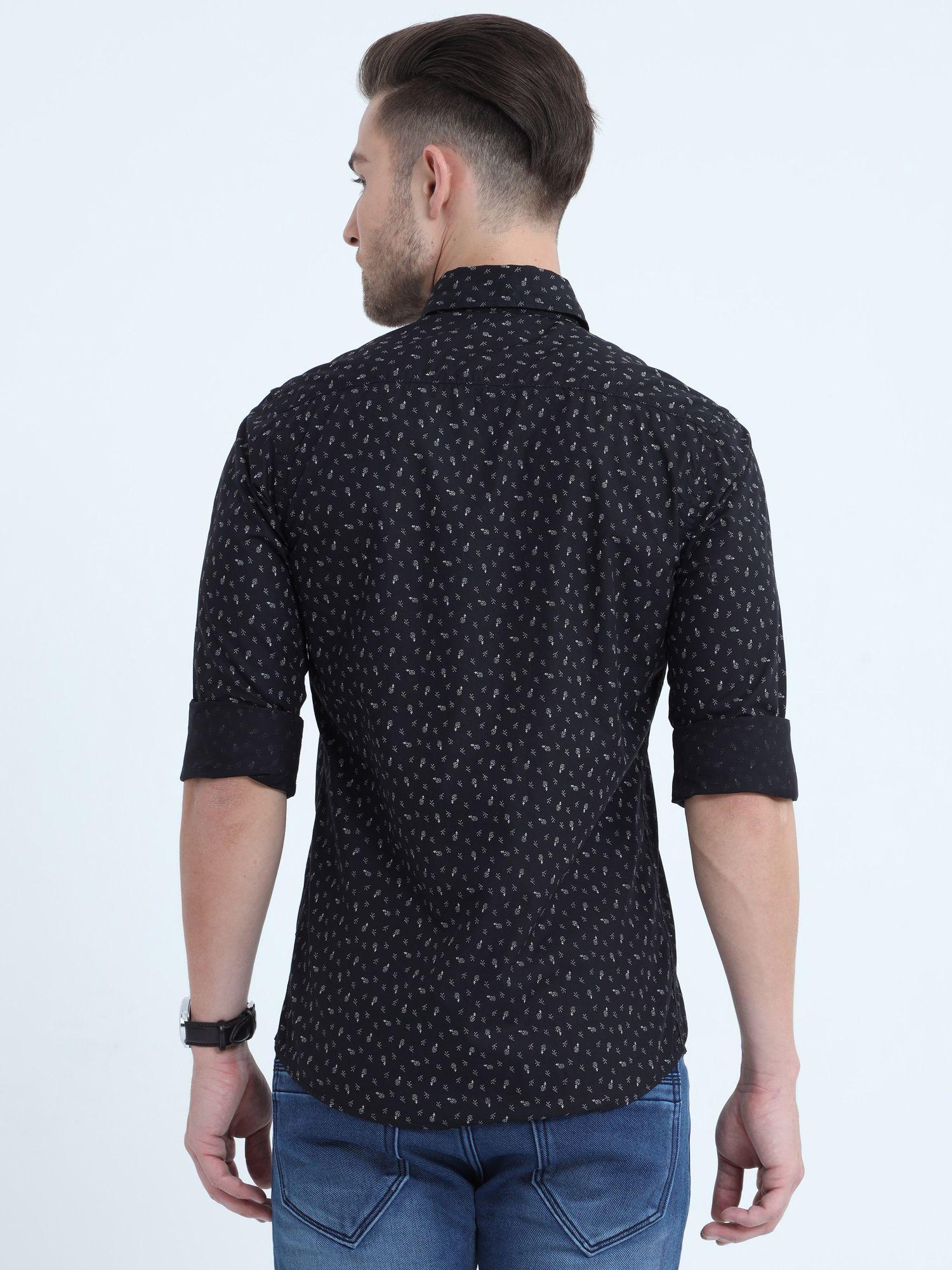 Medrid Men's Slim Fit Casual Shirt - Floral Black Full Sleeves - Triggerjeans