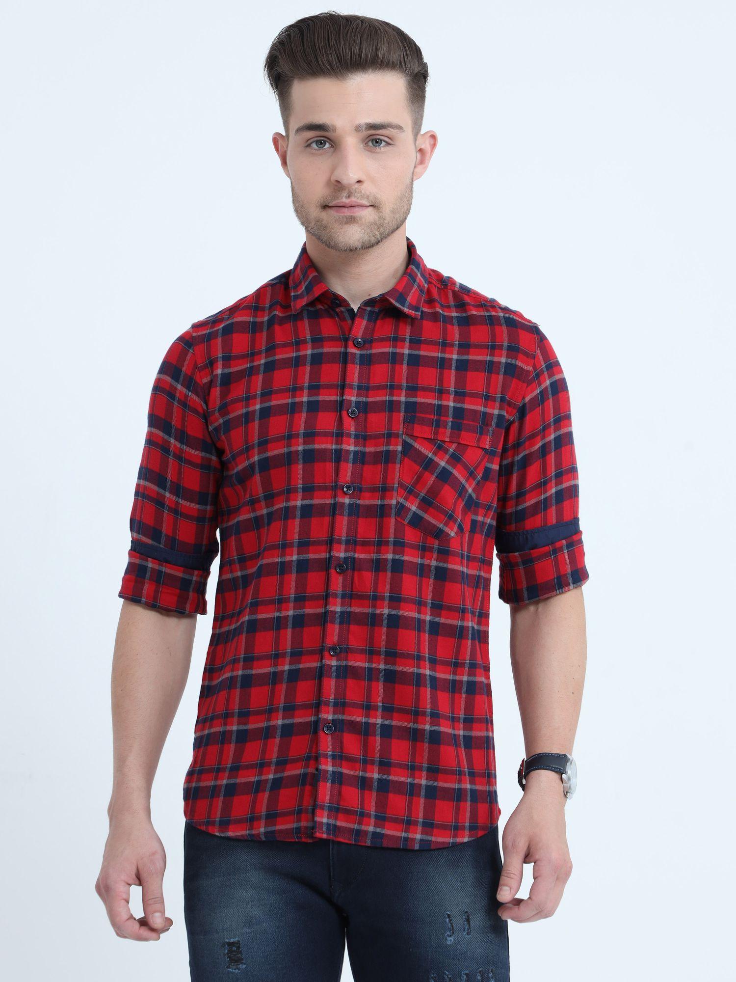 Tartan Checks Red Full Sleeves