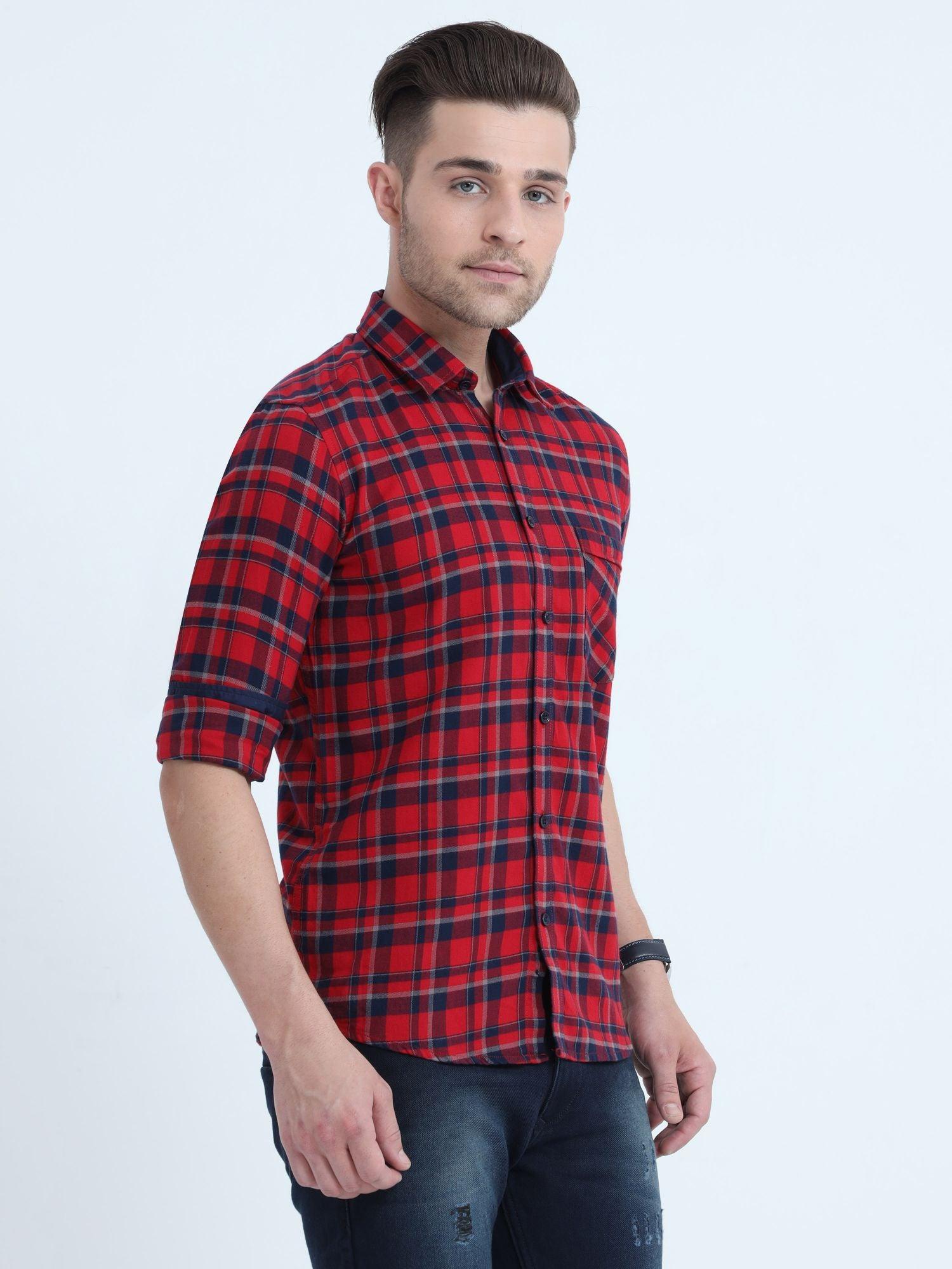 Tartan Checks Red Full Sleeves