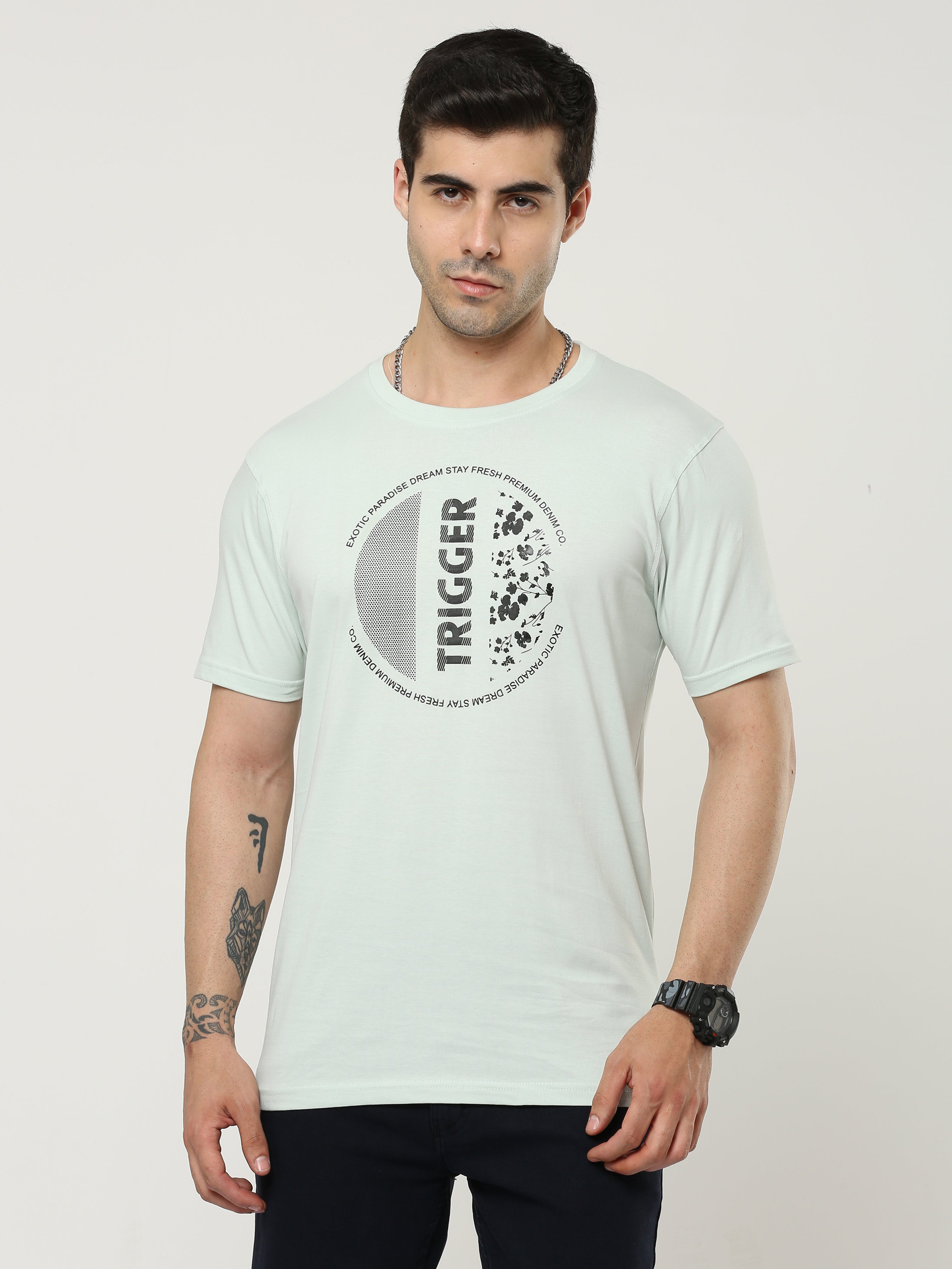 Men GREEN LILY Round-neck T-shirt