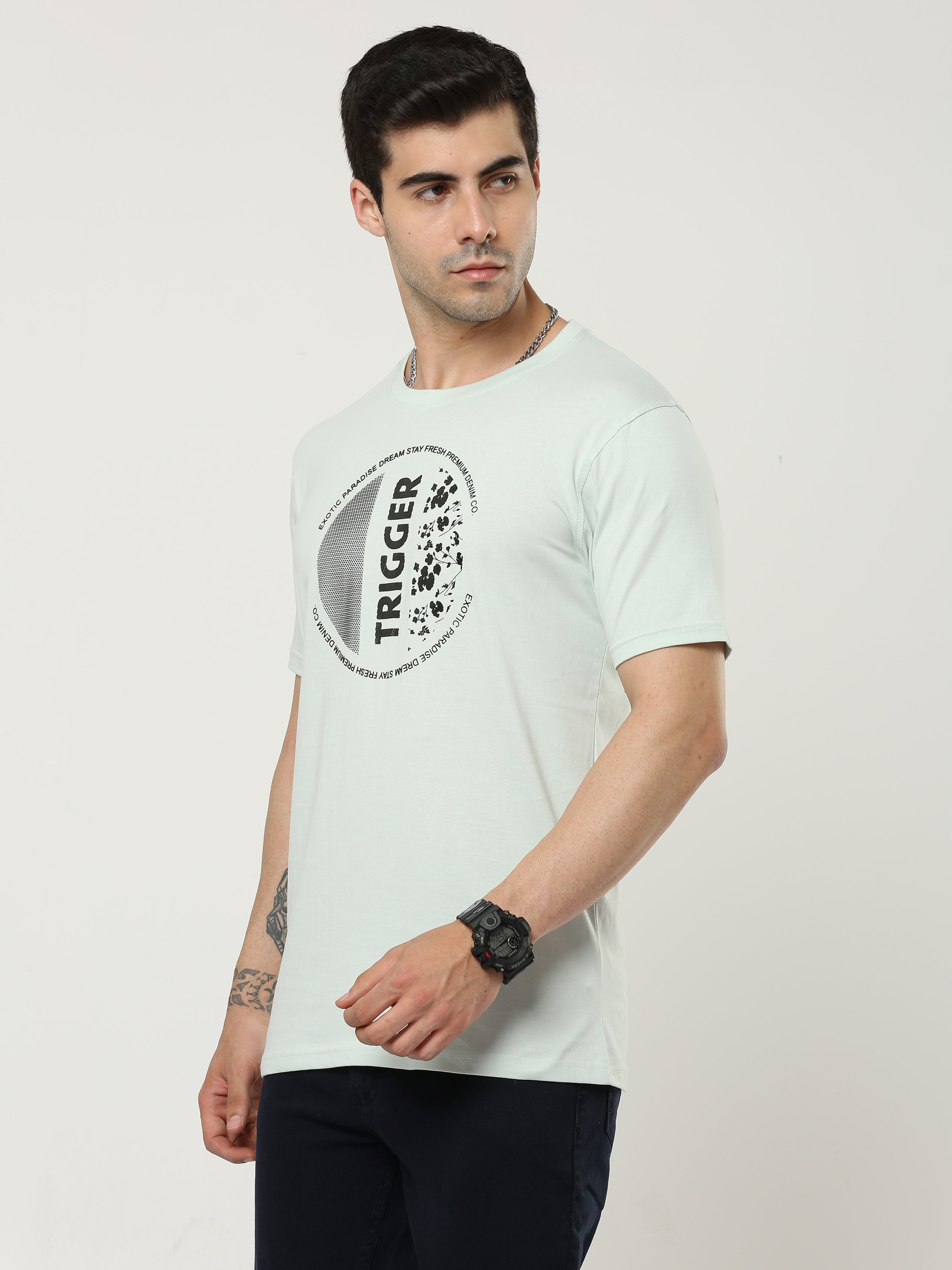 Men GREEN LILY Round-neck T-shirt