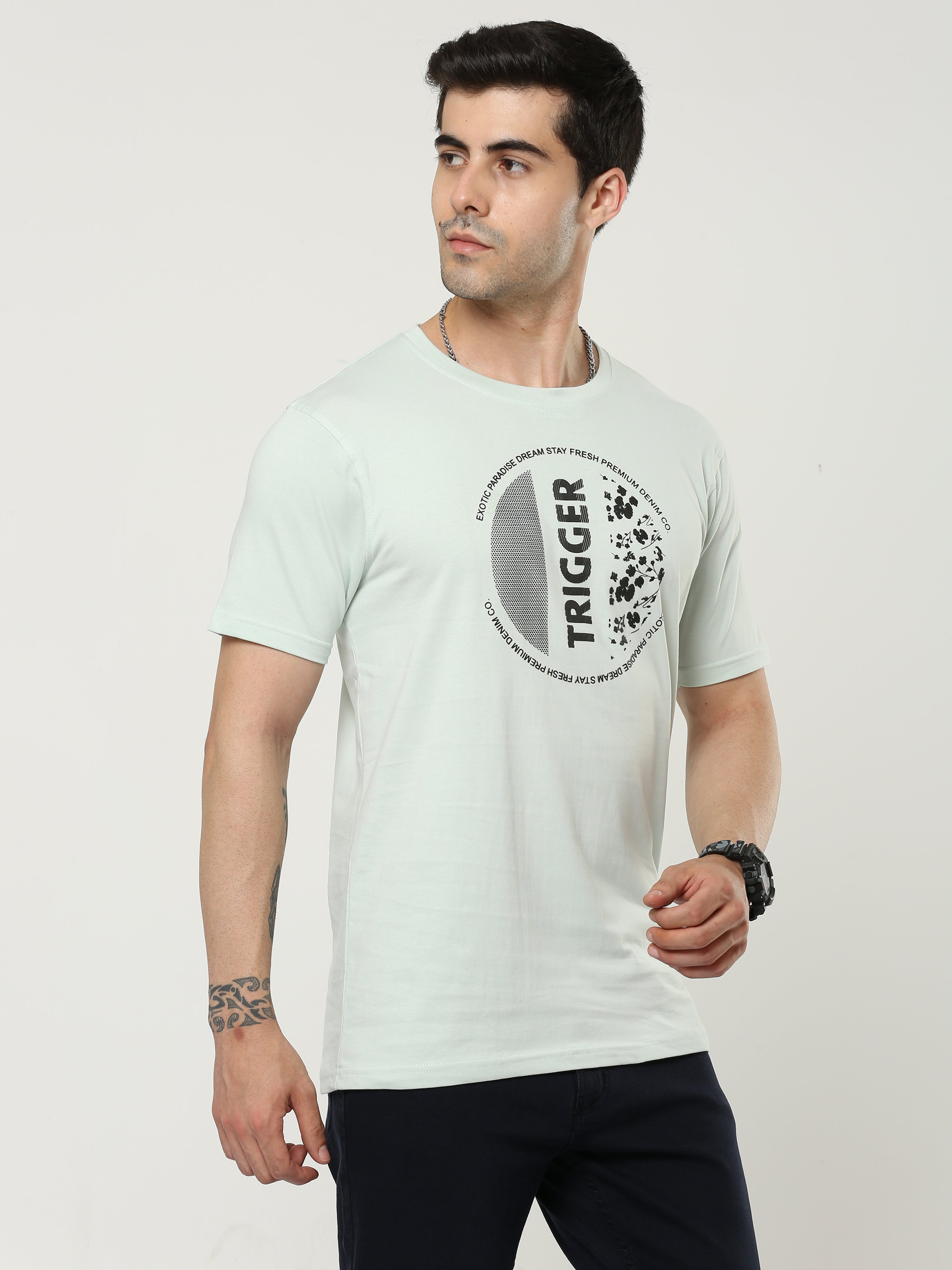 Men GREEN LILY Round-neck T-shirt