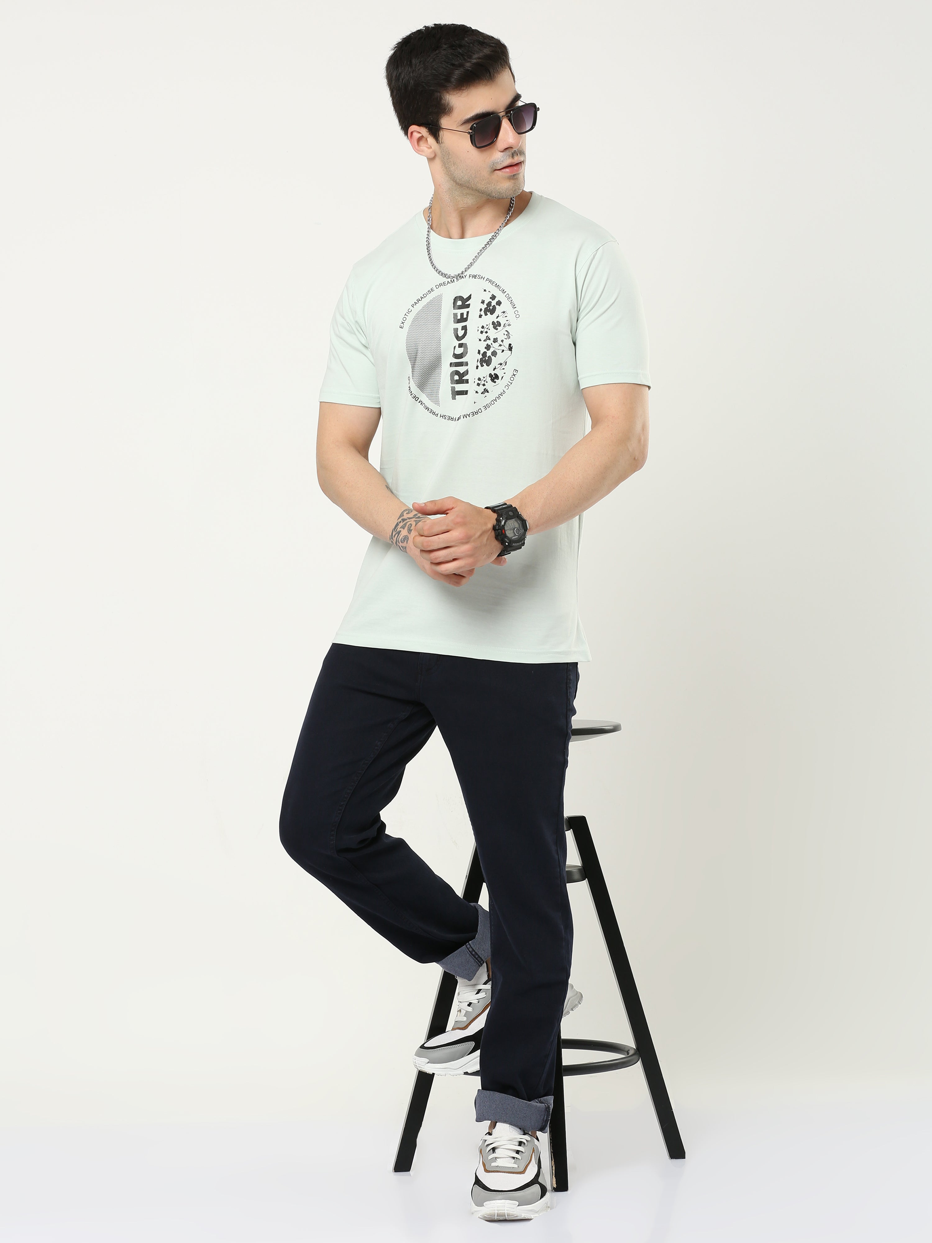 Men GREEN LILY Round-neck T-shirt