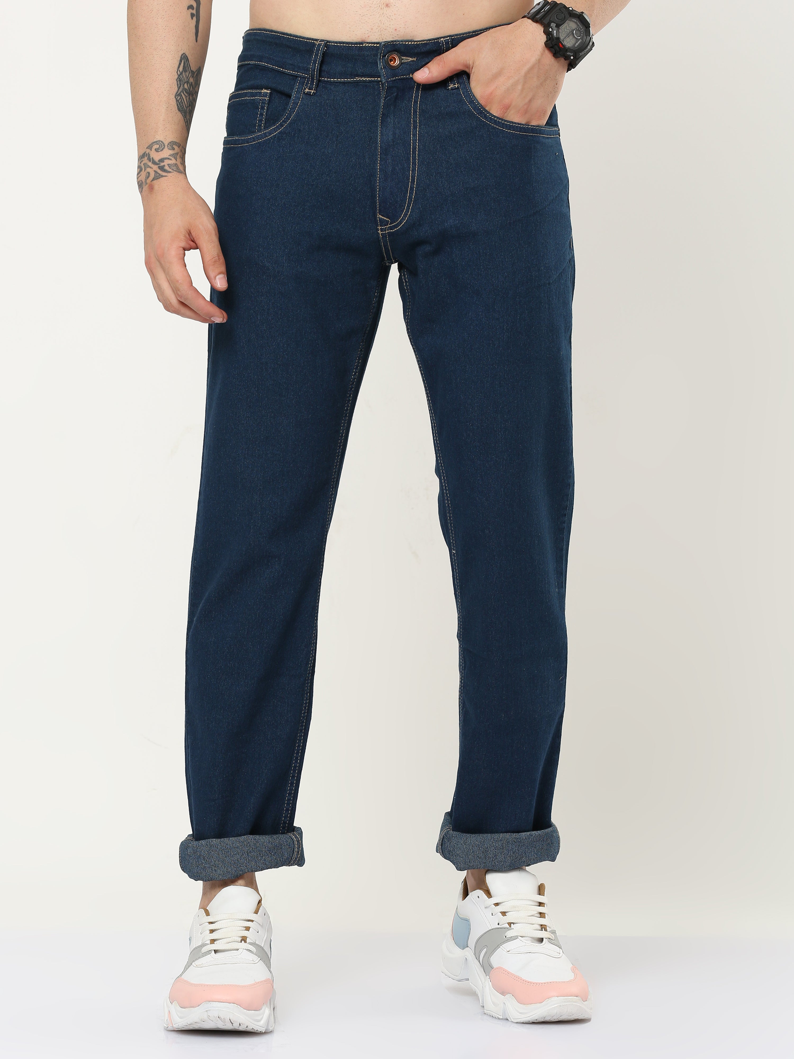 Men Slim Fit Blue Jeans