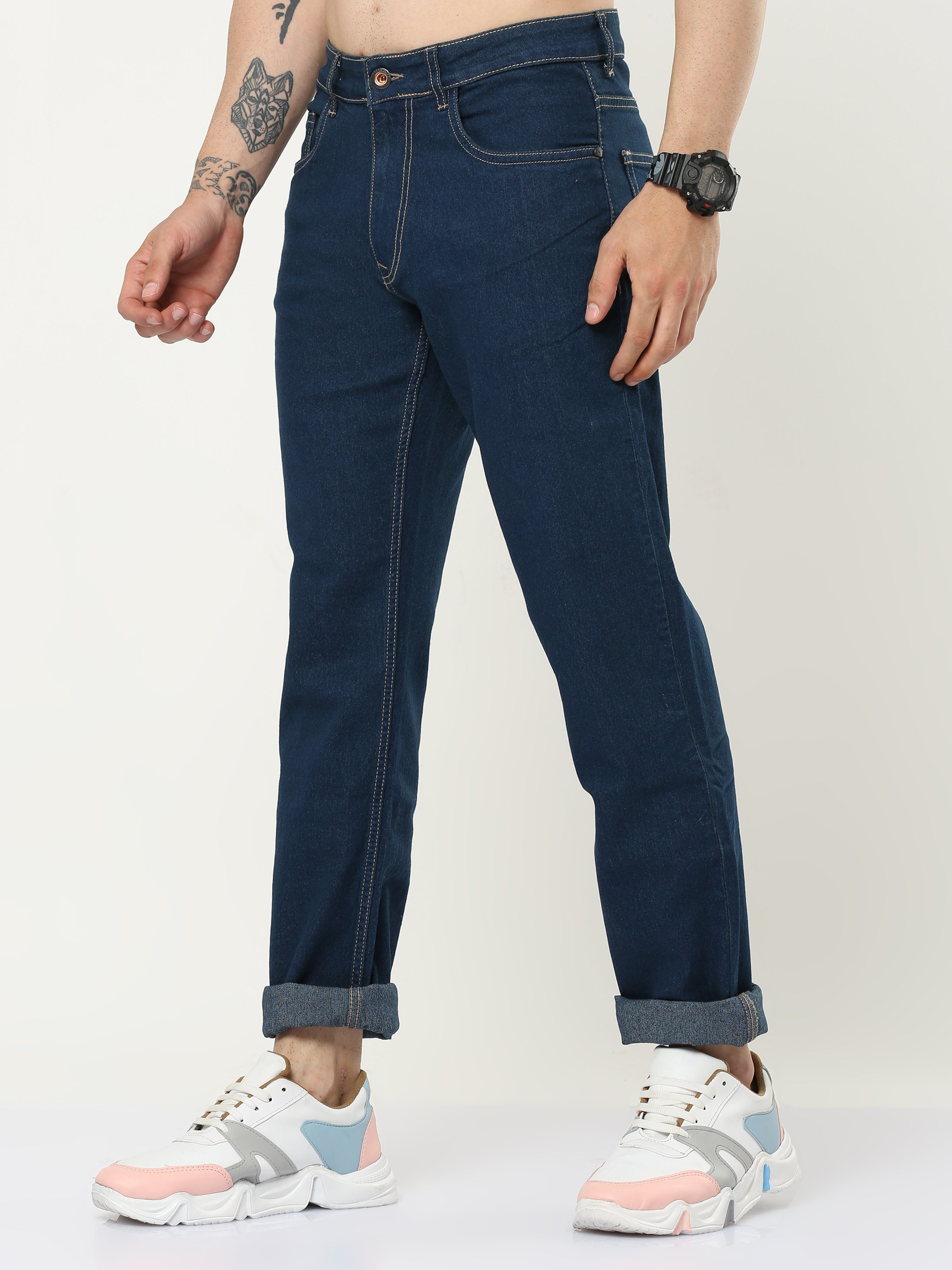 Men Slim Fit Blue Jeans