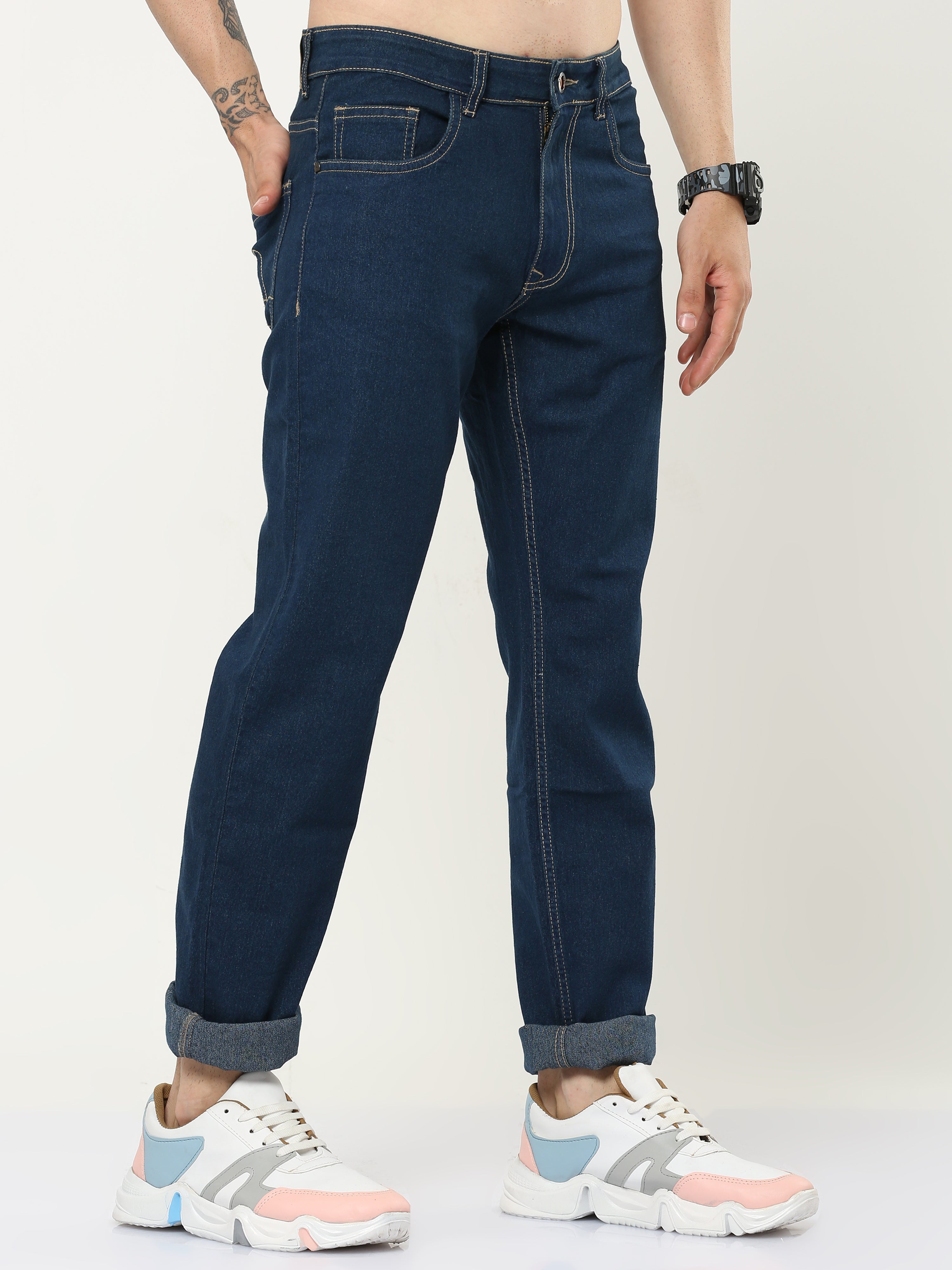 Men Slim Fit Blue Jeans