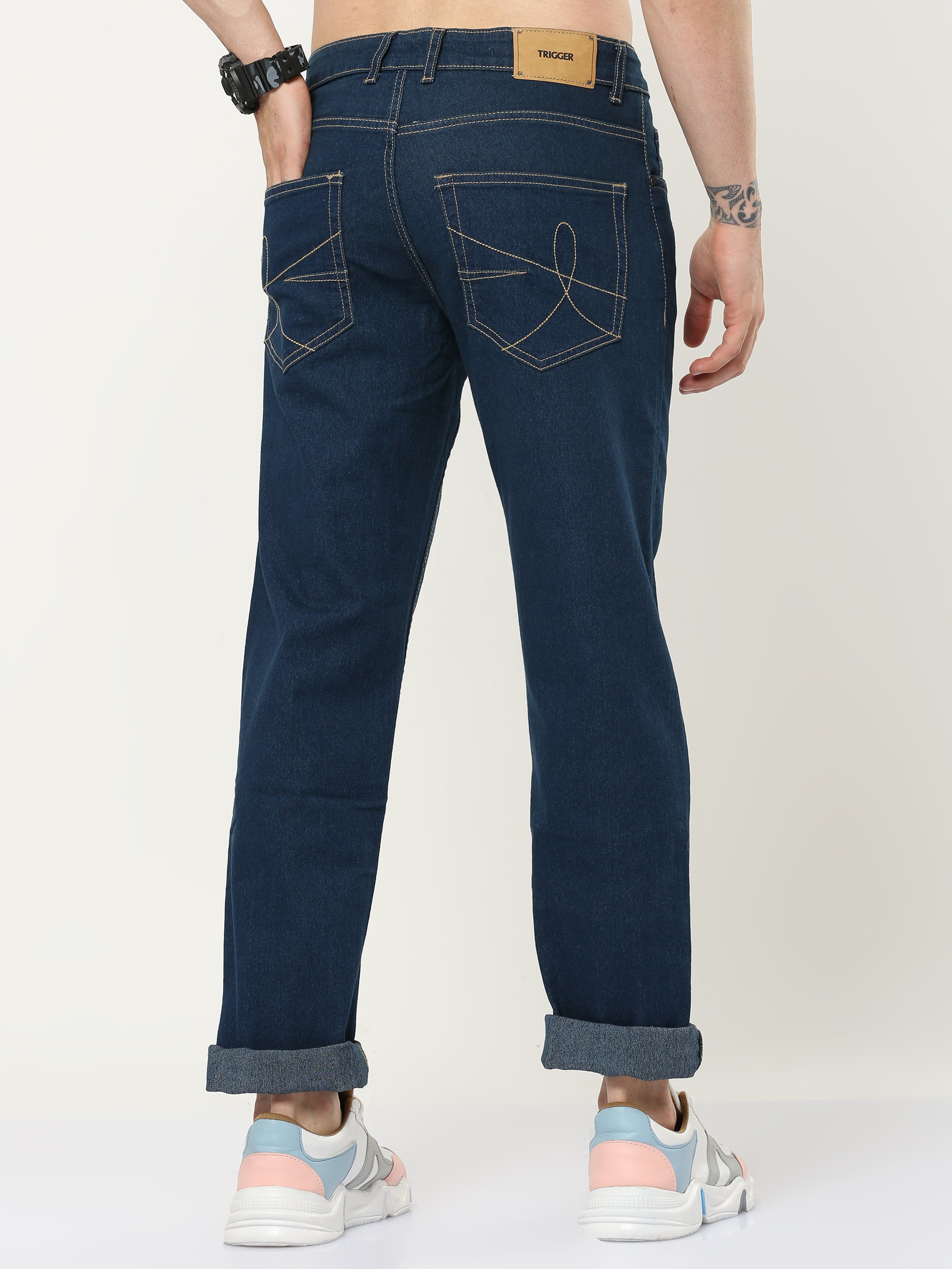 Men Slim Regular-Fit Blue Jeans