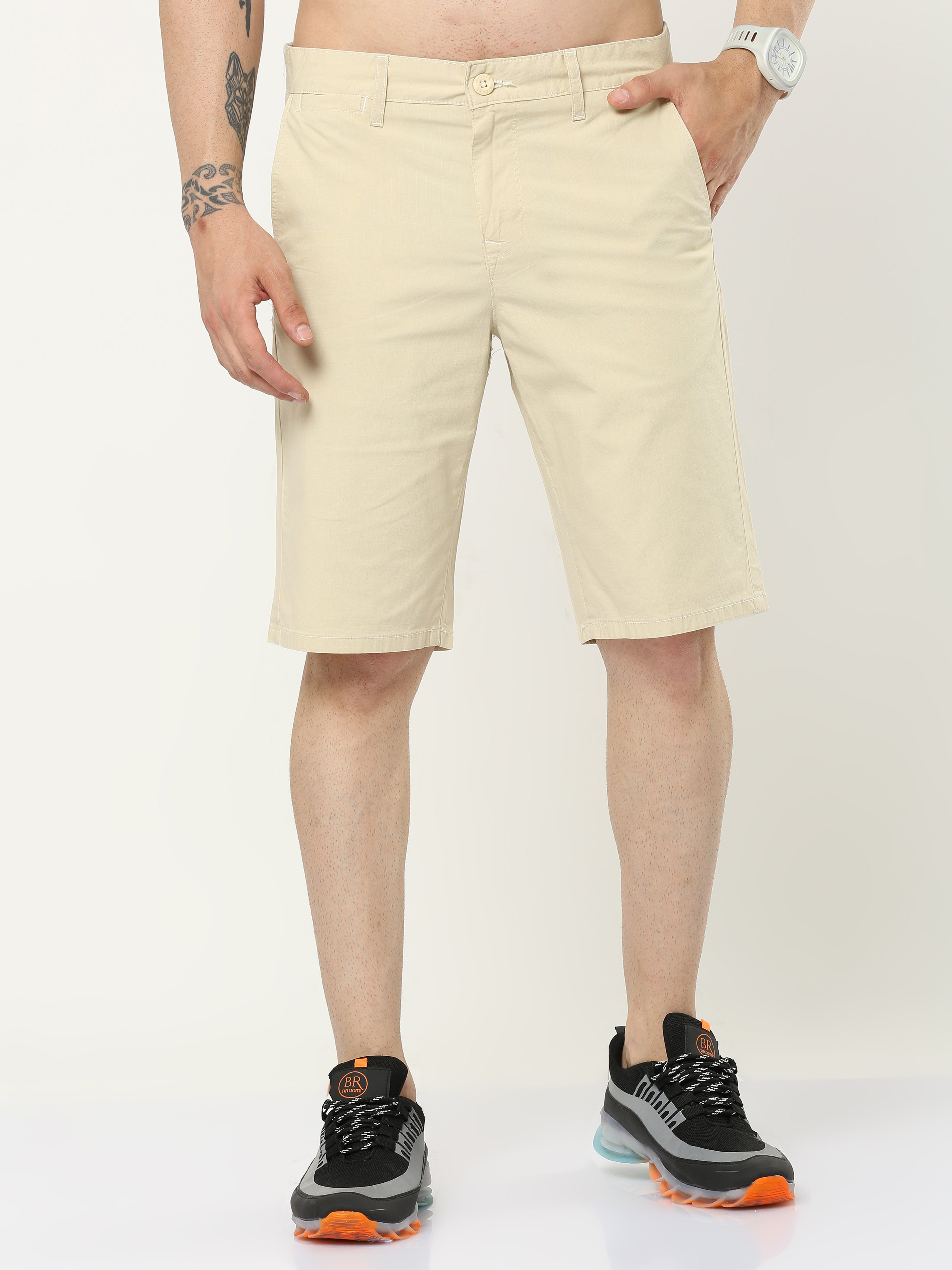 Men Day Long Cream Shorts