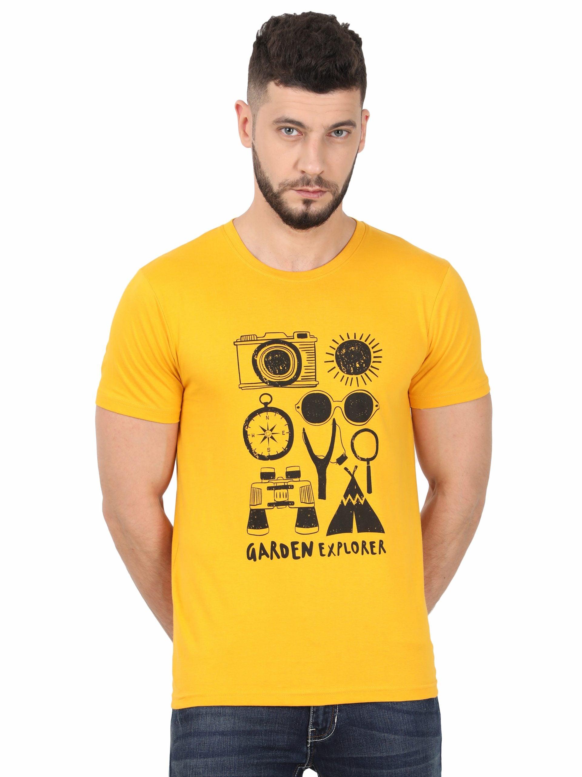 Graphic Round neck Mustard T-shirt