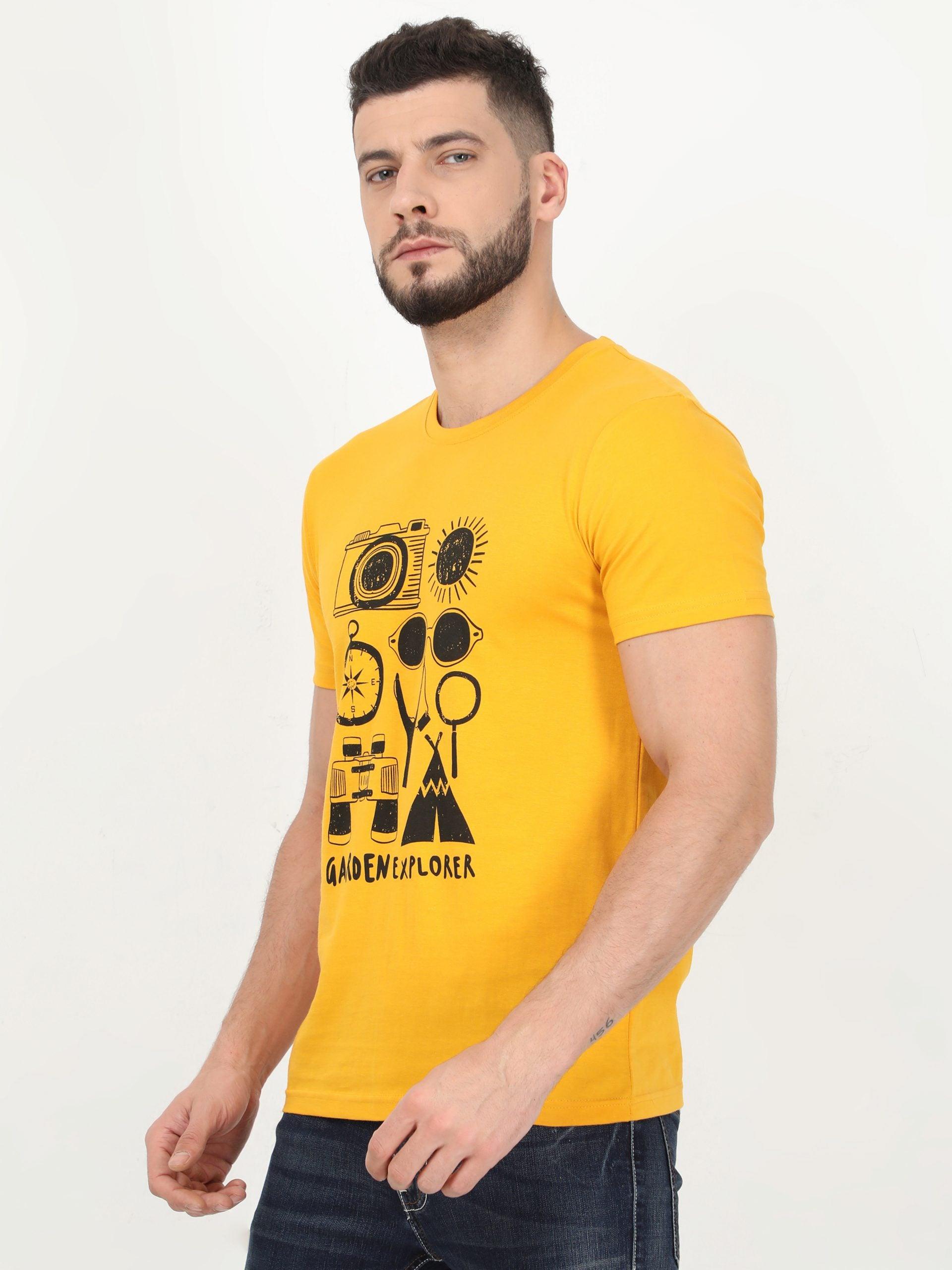 Graphic Round neck Mustard T-shirt