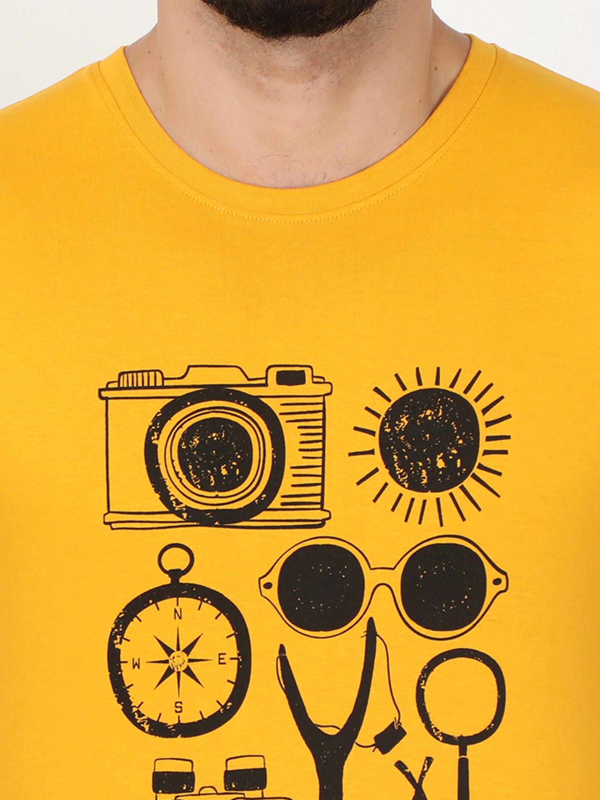 Graphic Round neck Mustard T-shirt