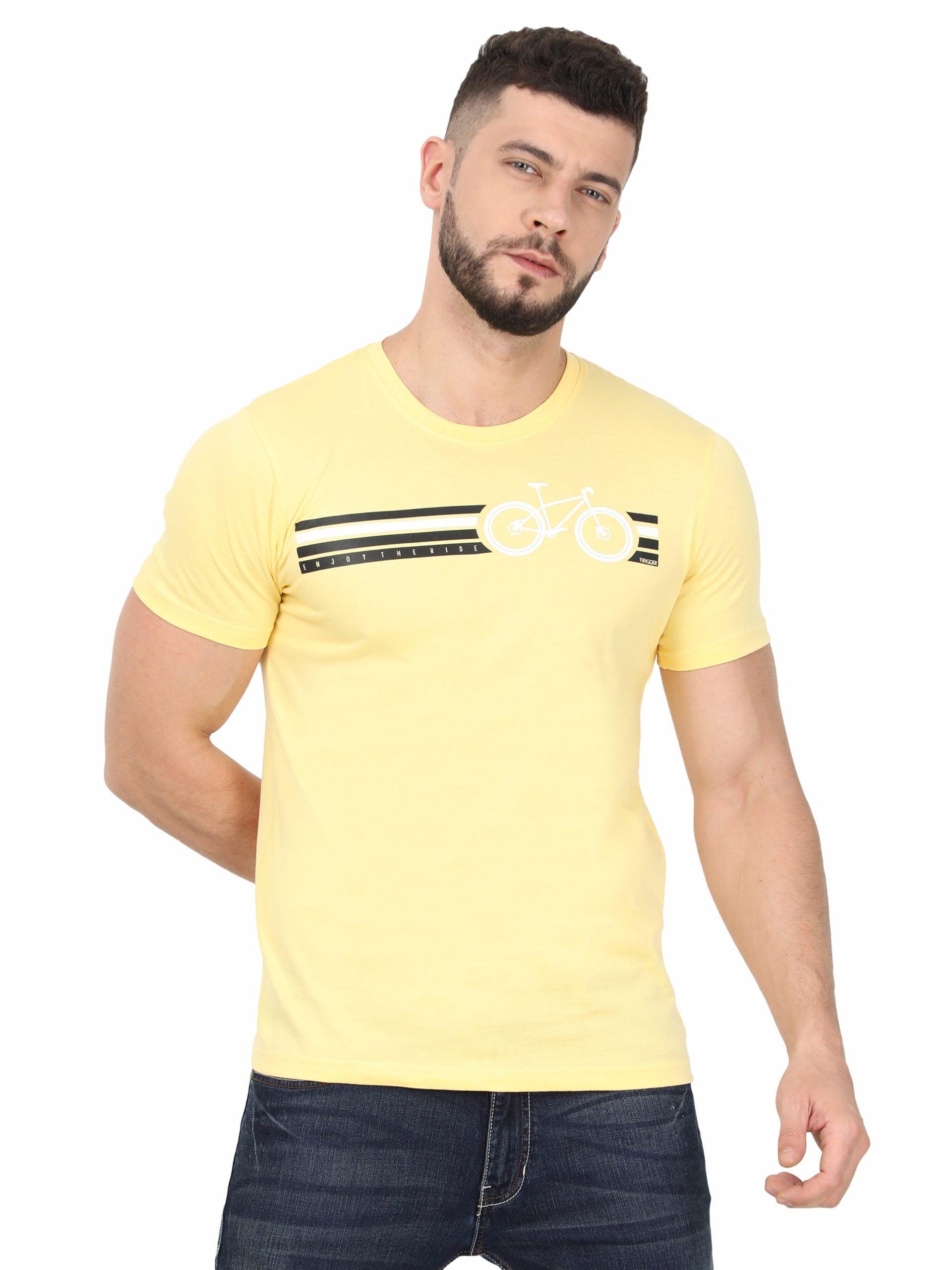 Graphic Round neck Yellow T-shirt