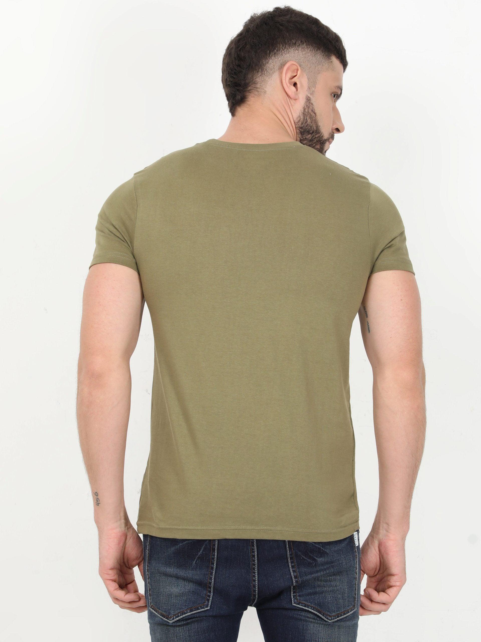 Graphic Round neck Olive T-shirt