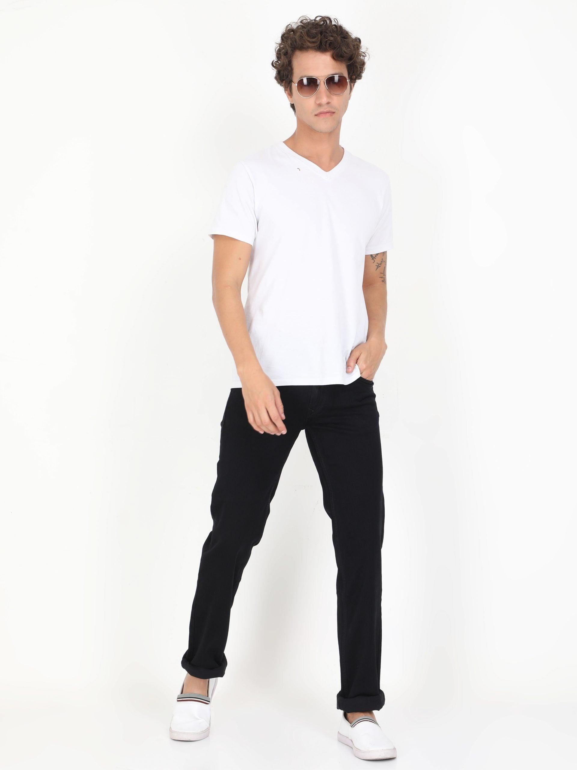 Men Slim Regular Fit Black Jeans