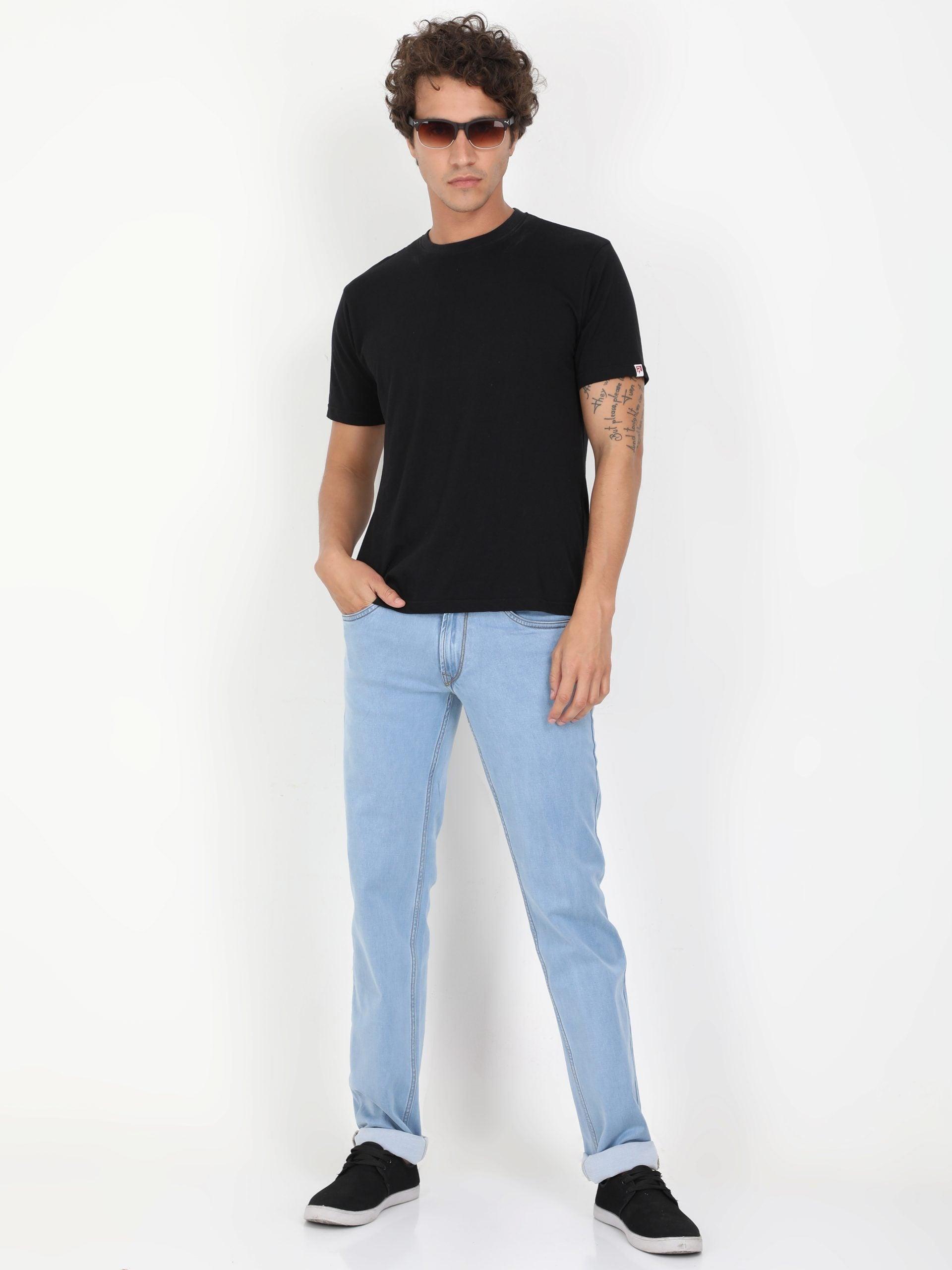 Men Slim Regular Fit Placid Blue Jeans