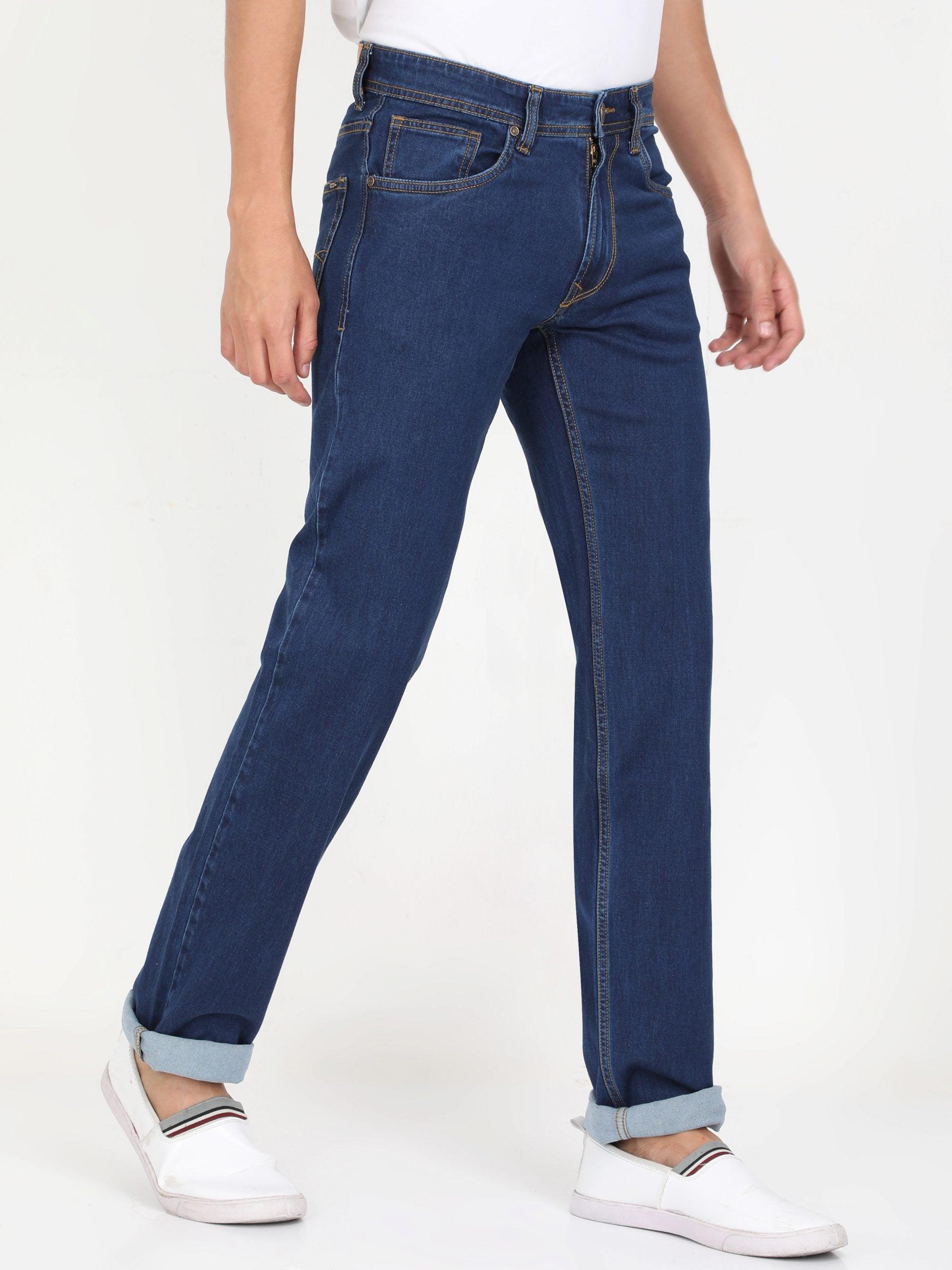 Men Slim Regular Fit Blue Jeans
