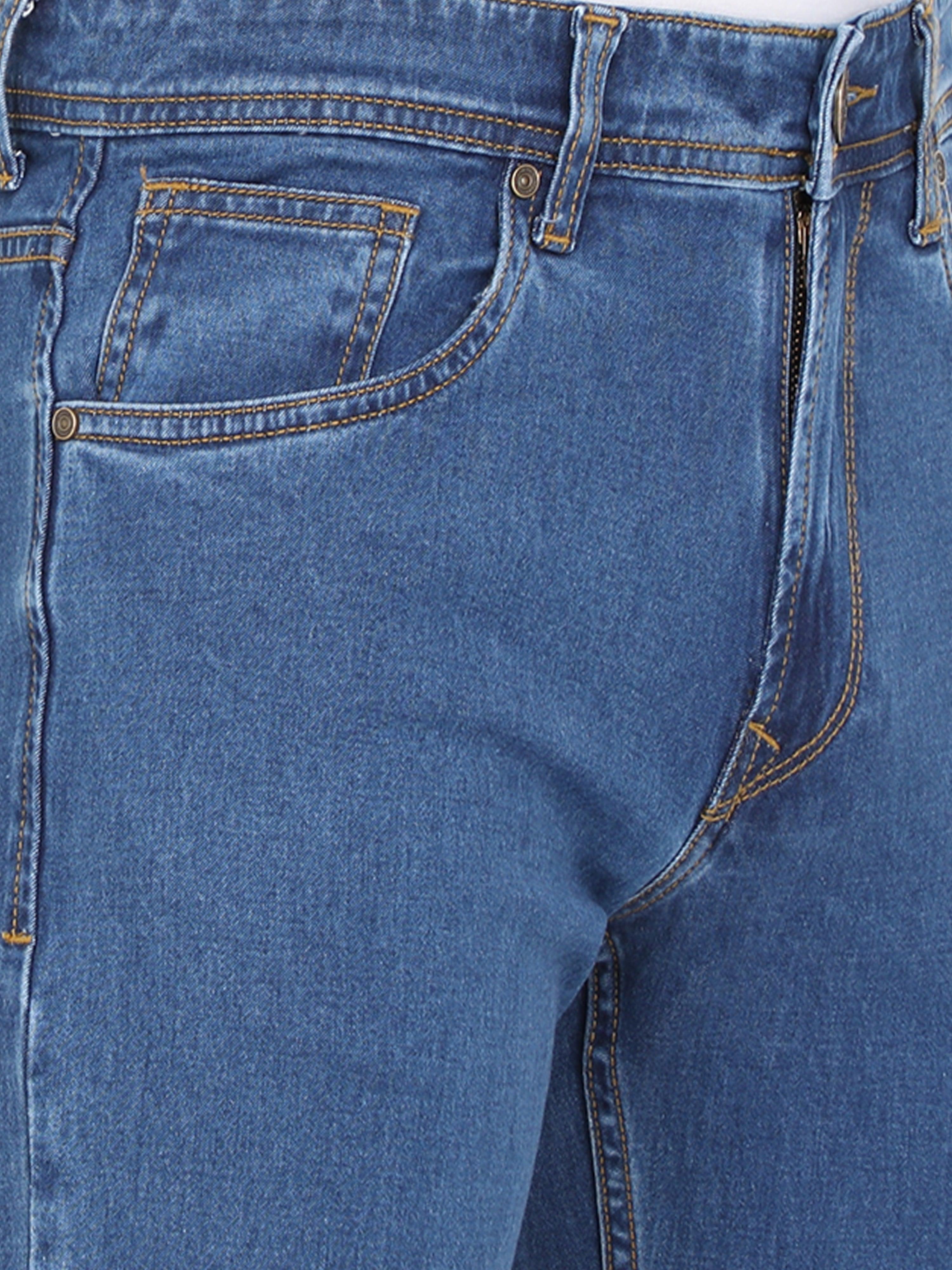 Men Slim Regular Fit Mild Blue Jeans