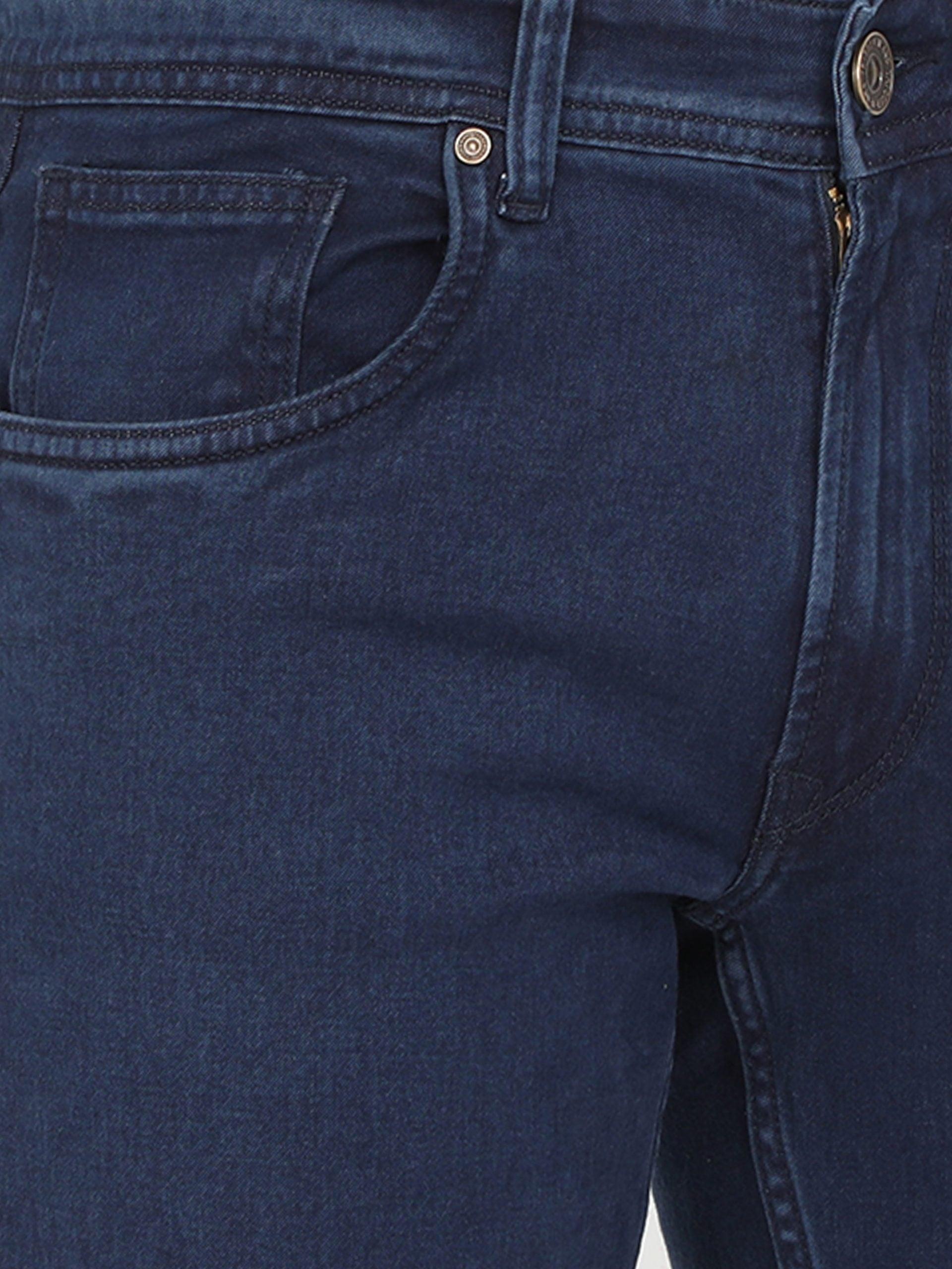 Men Slim Regular Fit Carbon Blue Jeans