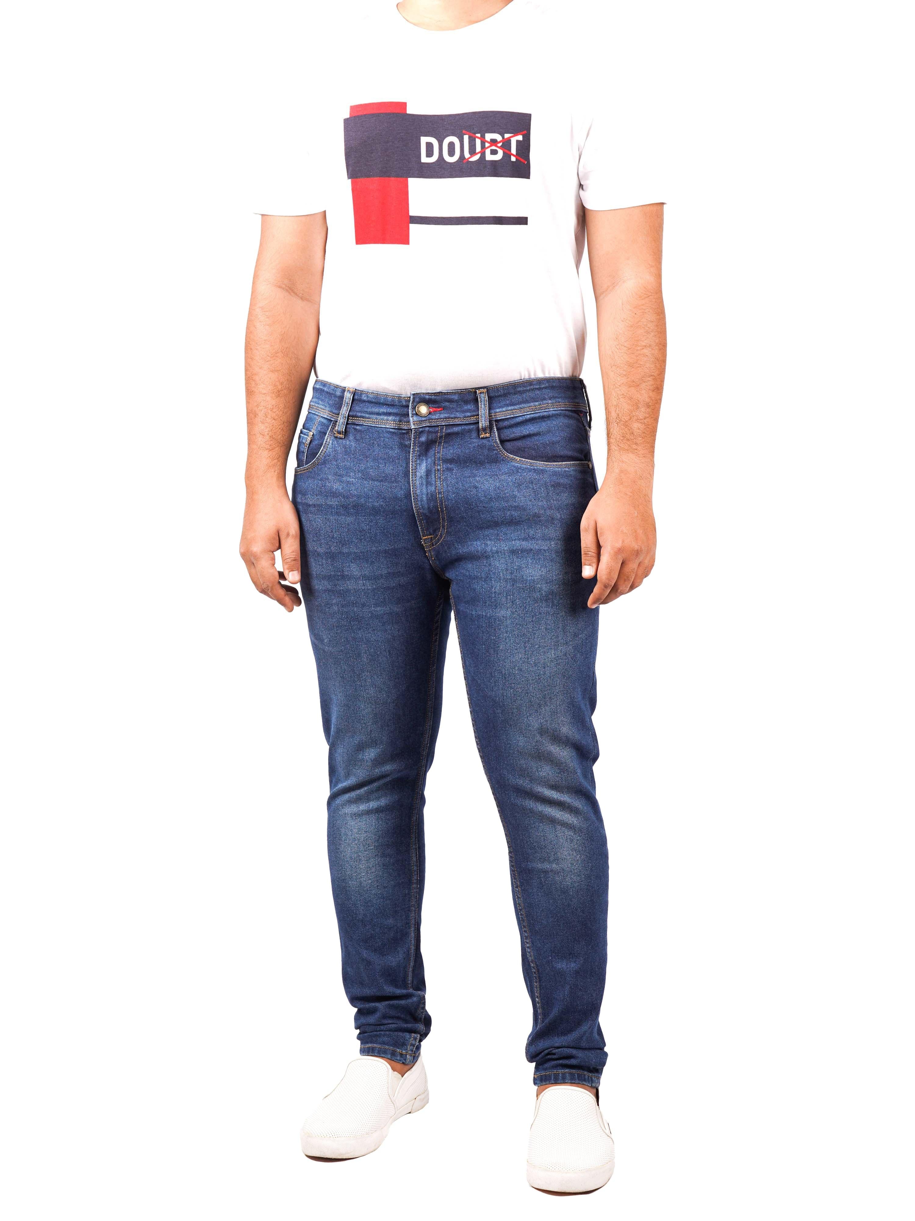 Men Trim-Fit Blue Jeans