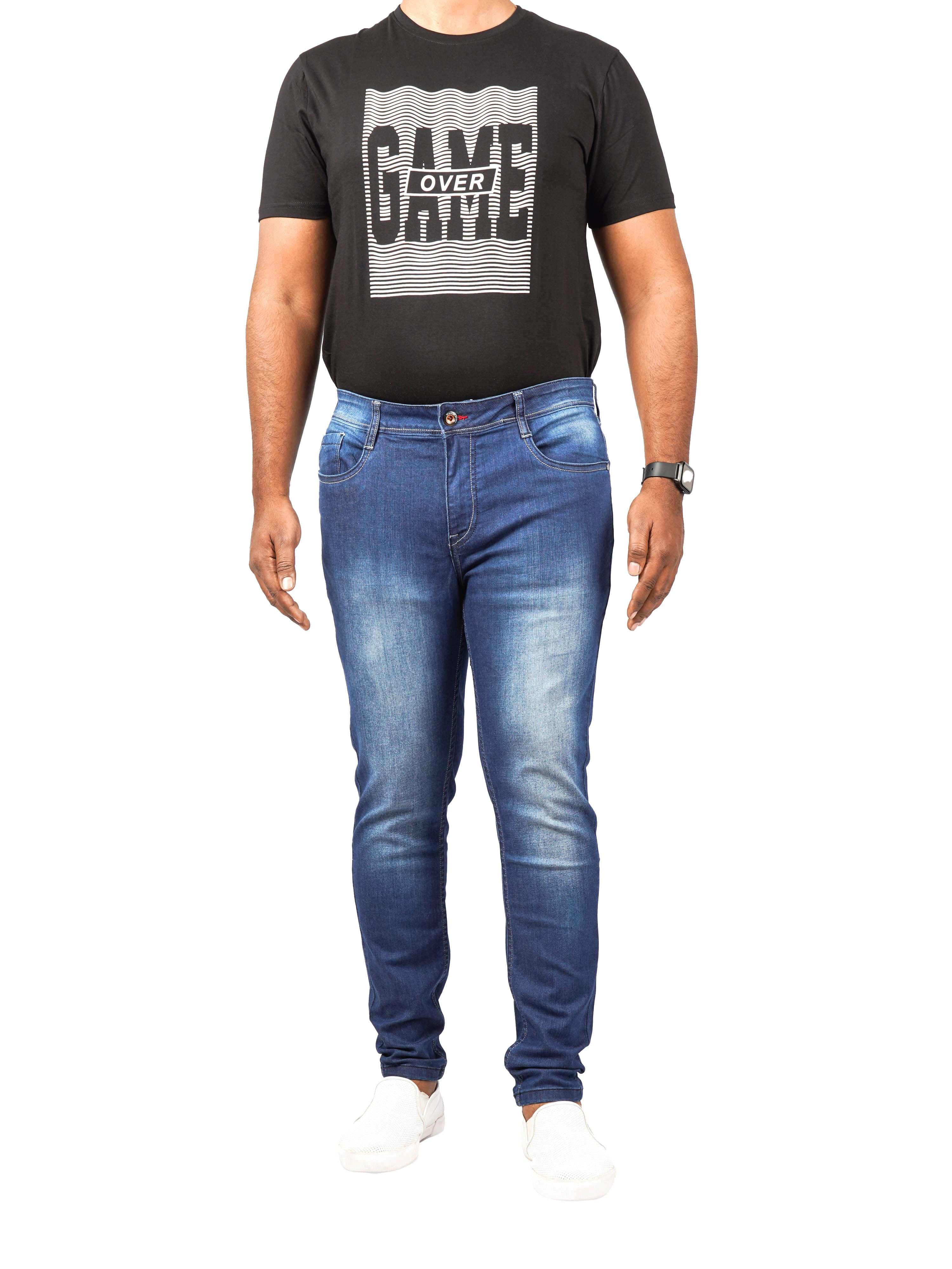 Men Trim-Fit Blue Jeans