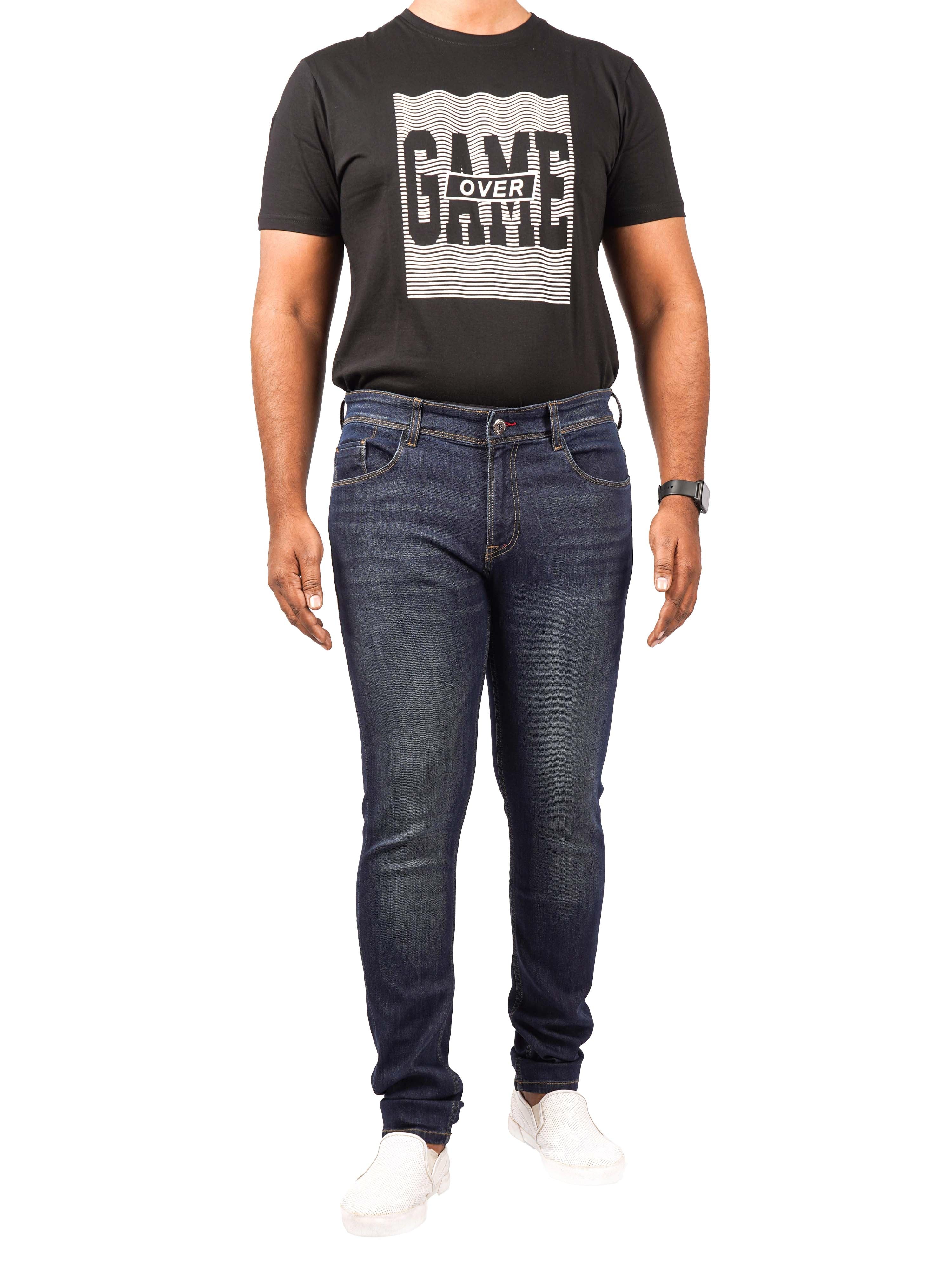 Men Skinny-Fit Blackish Blue Jeans
