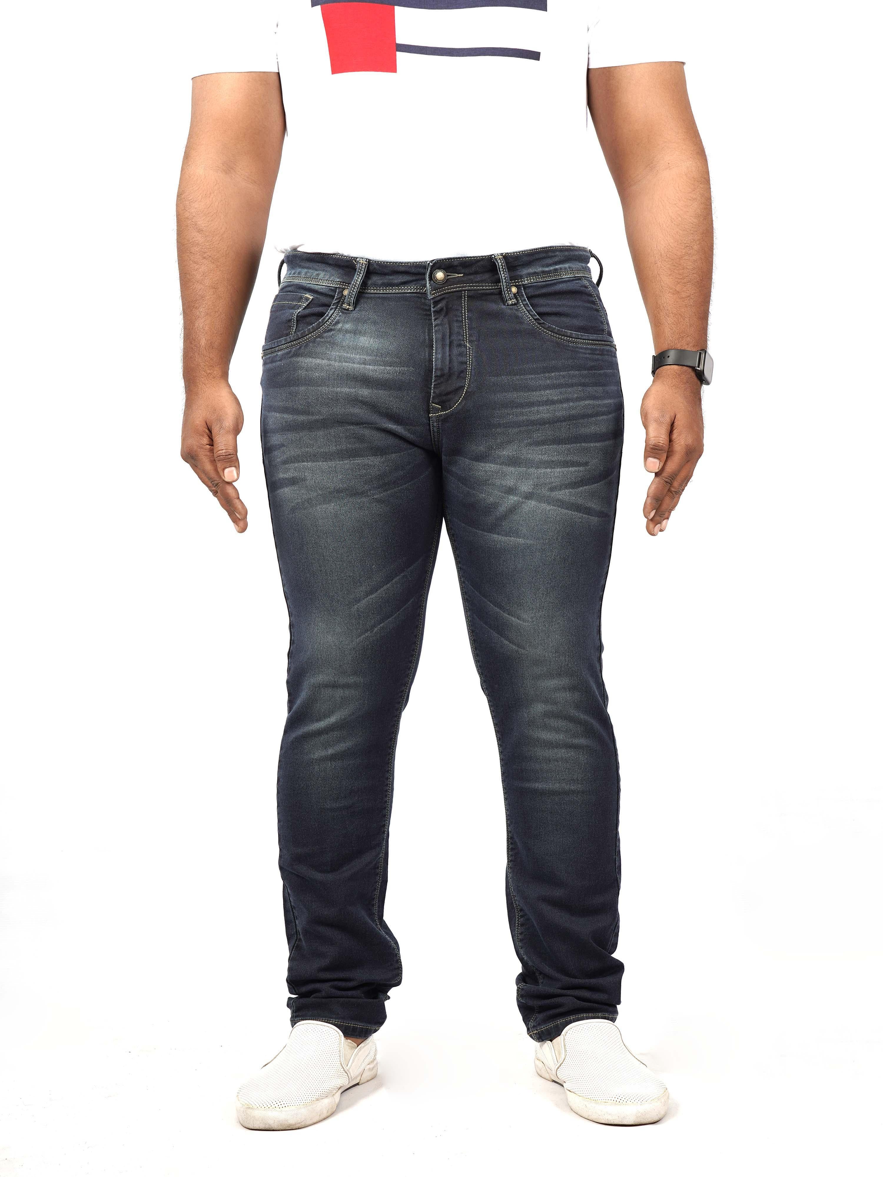 Men Slim-Fit Blackish Blue Jeans