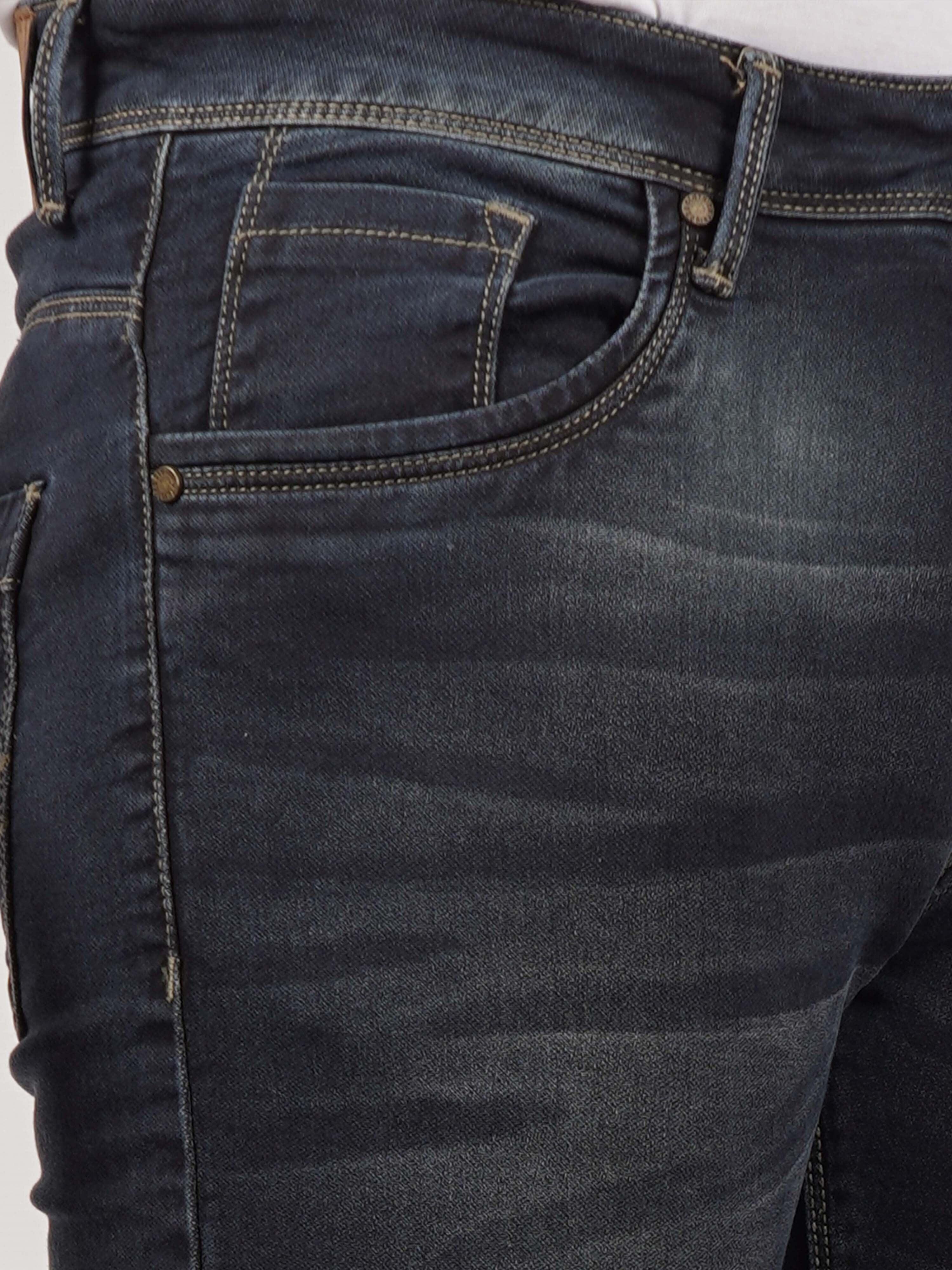 Men Slim-Fit Blackish Blue Jeans