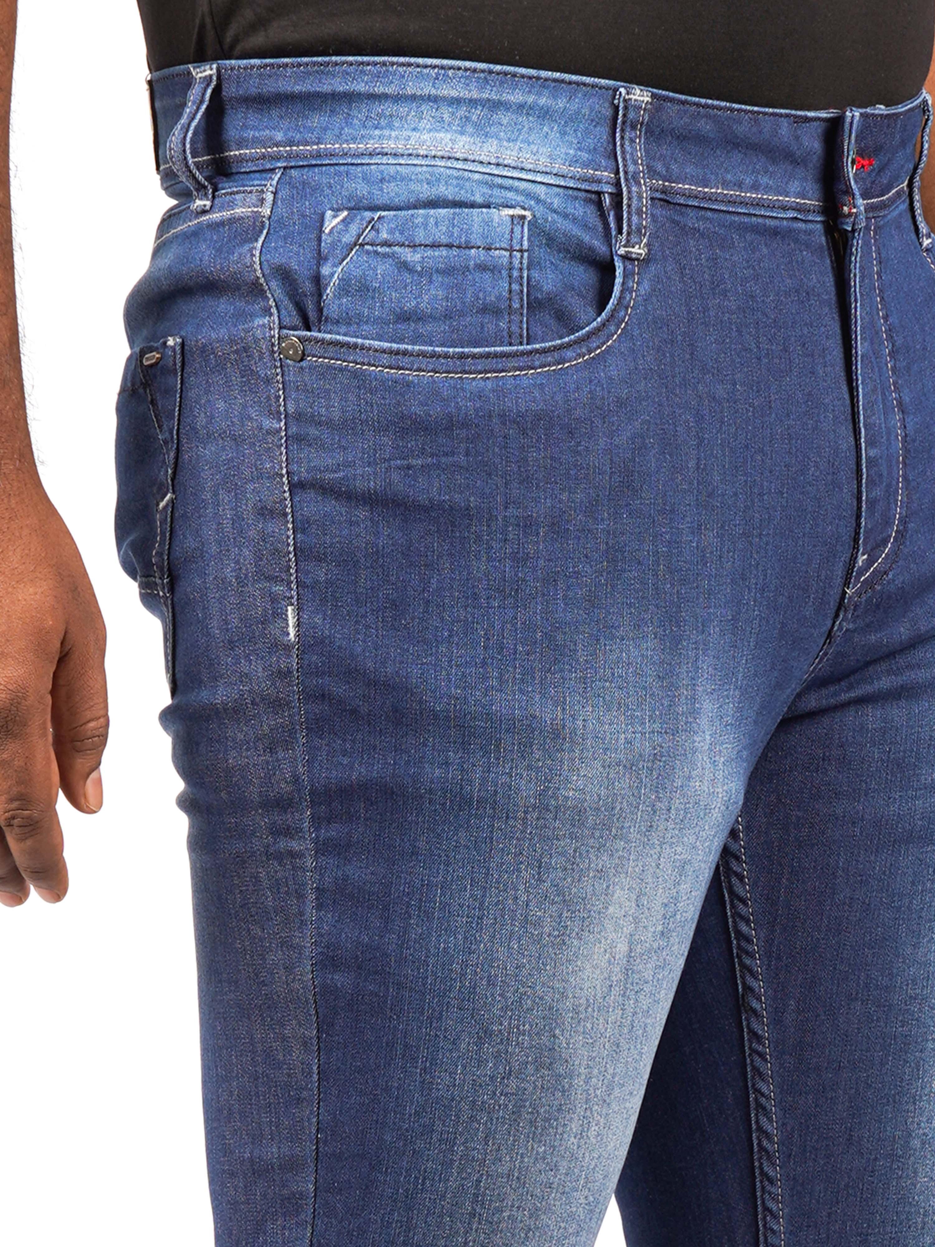 Men Trim-Fit Blue Jeans