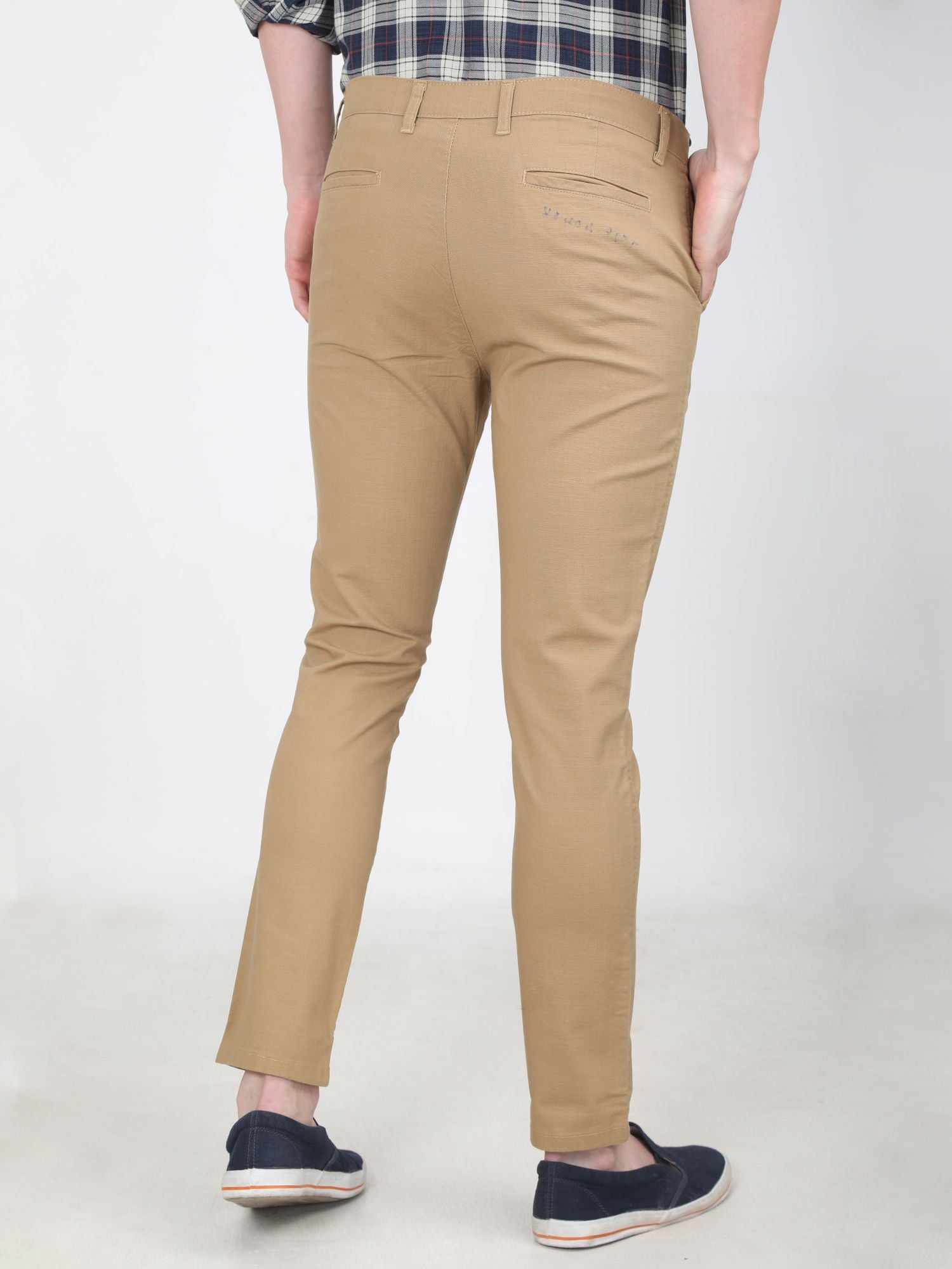 Men Slim fit Khaki Trouser