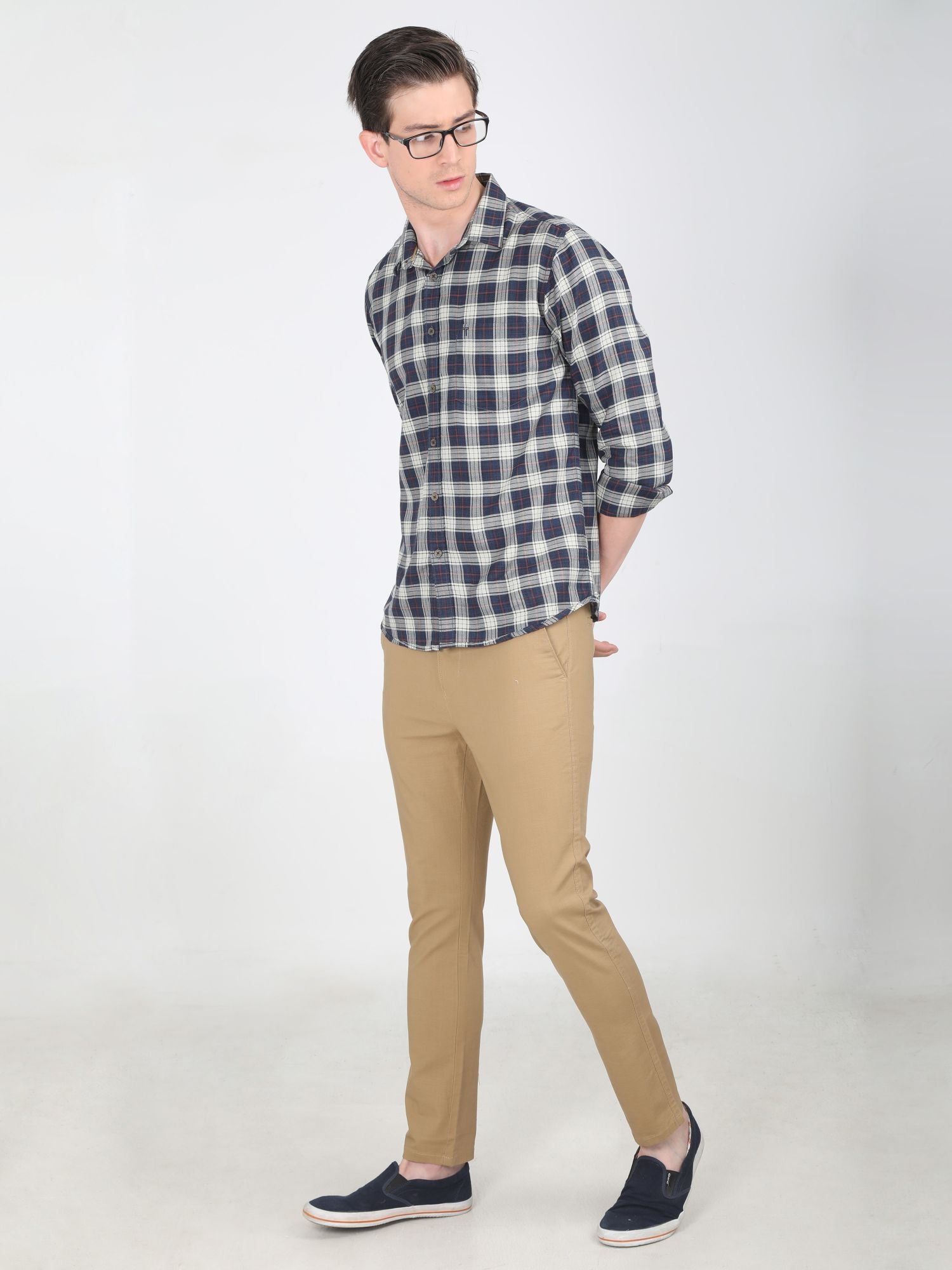 Men Slim fit Khaki Trouser