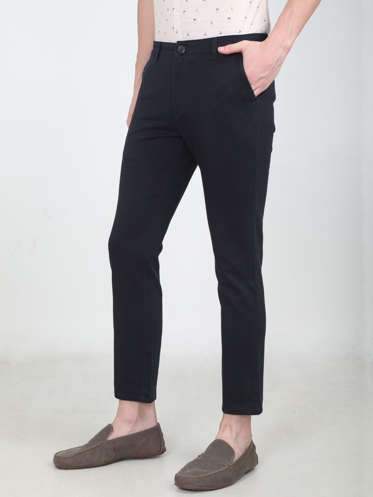 Men Slim fit Navy Trouser