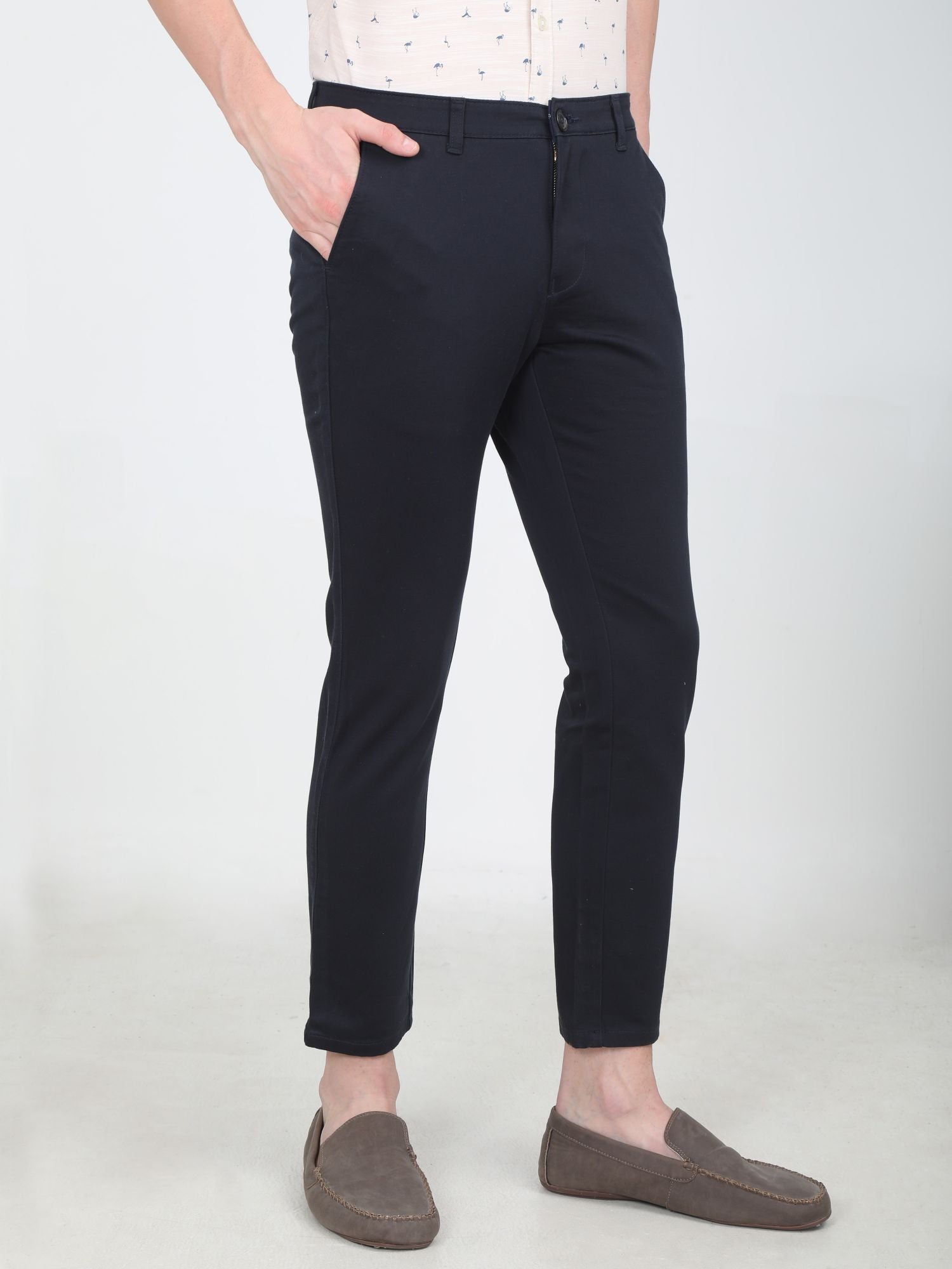 Men Slim fit Navy Trouser