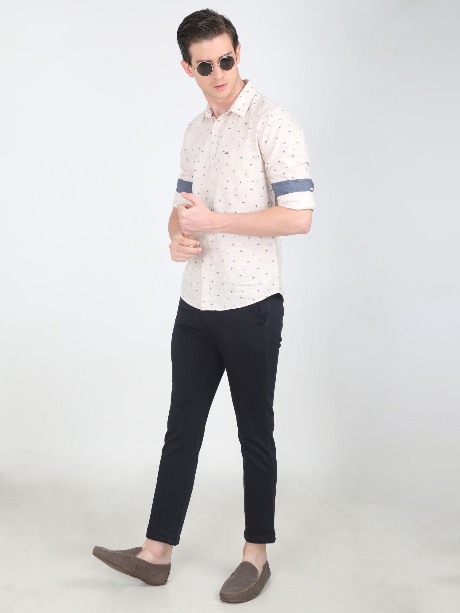 Men Slim fit Navy Trouser